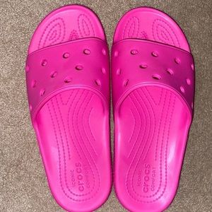 Pink croc slides size 8
